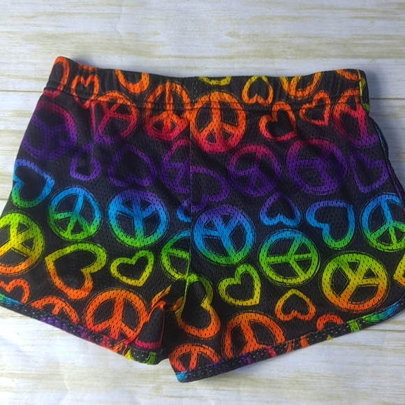 Kids Polyester Rainbow Peace Sign Shorts - Picture 2 of 3